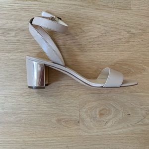 Nine West nude/gold block heel sandal
